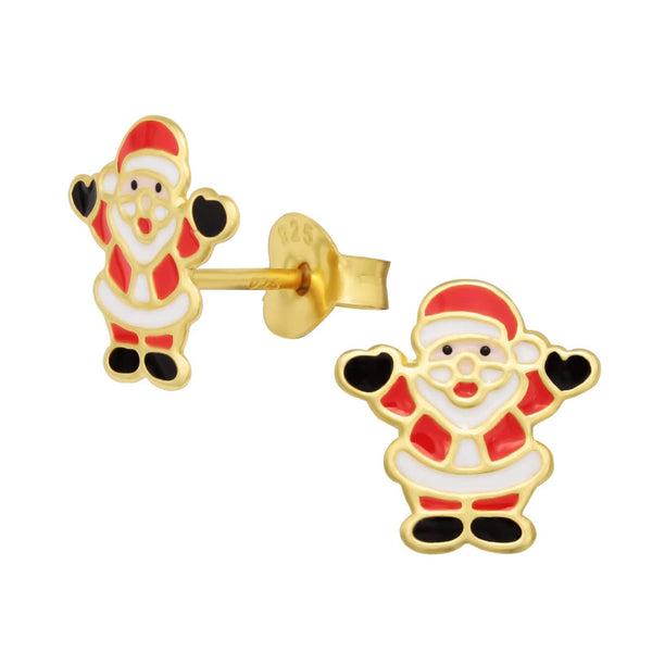 kids Gold Santa Claus Christmas Earrings