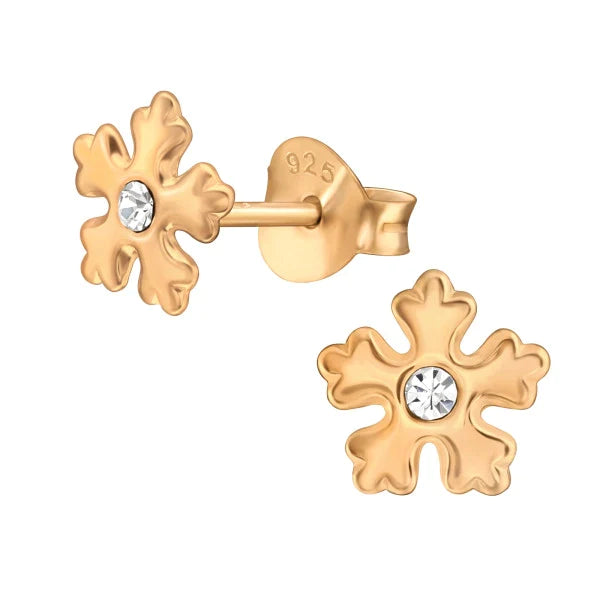 Rose Gold Snowflake Christmas Earrings