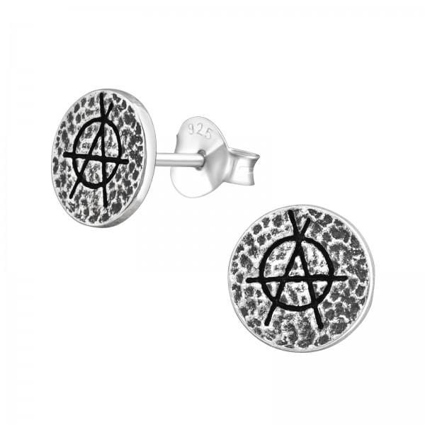Silver Anarchy Stud Earrings