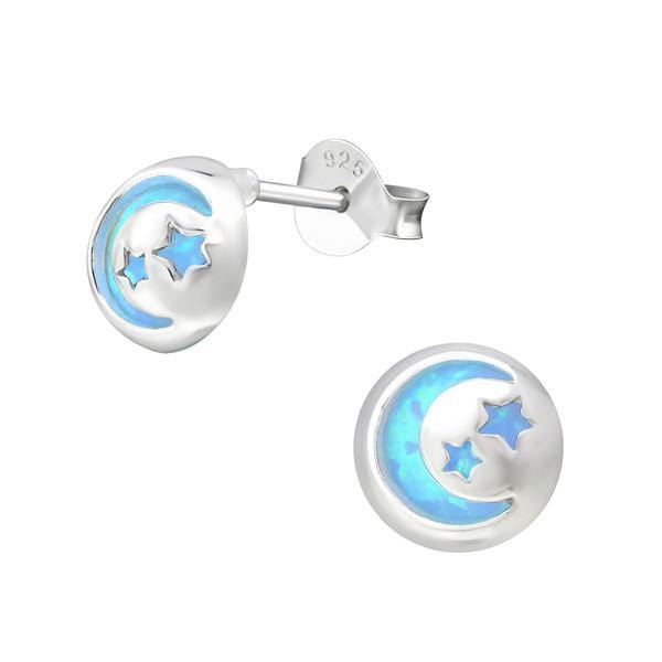 Sterling Silver Night Sky Azure  Opal Stud Earrings