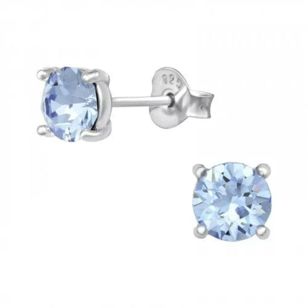 Silver Crystal Round Stud Earrings