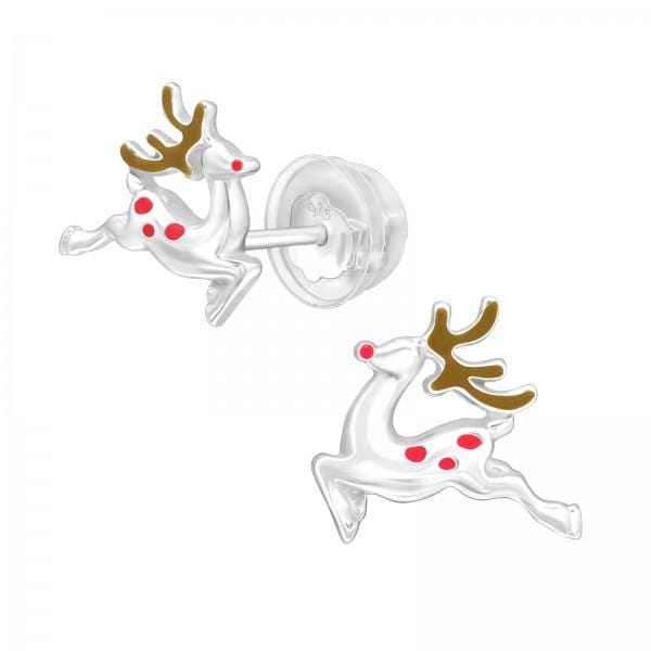 Silver Reindeer Kids Earrings