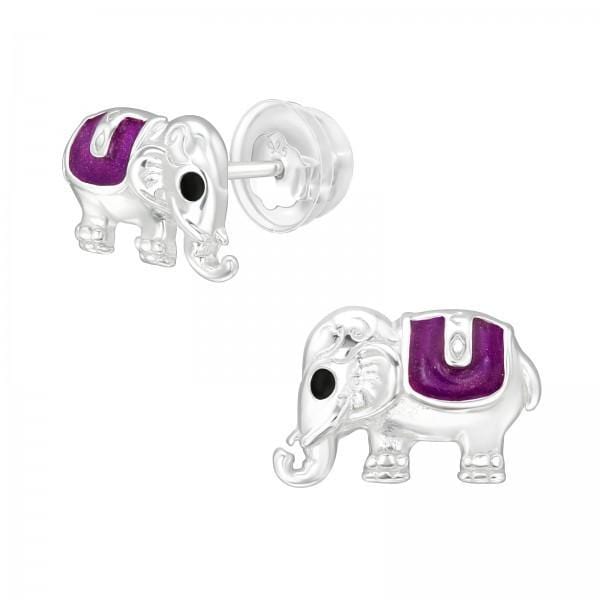 Kids Silver Elephant Stud Earrings