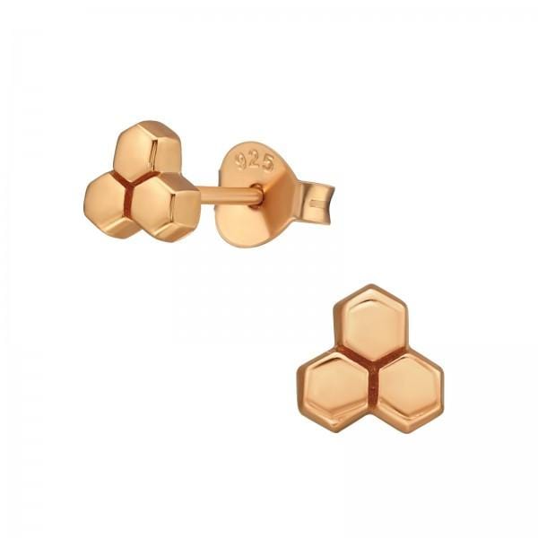 Rose Gold Honeycomb Stud Earrings