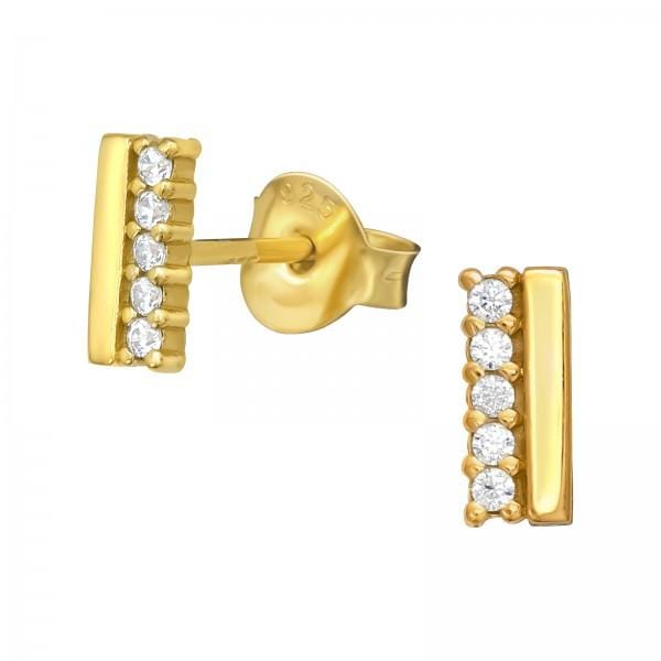Silver and Gold Bar Stud Earrings