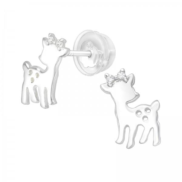 Kids Silver Deer Earrings