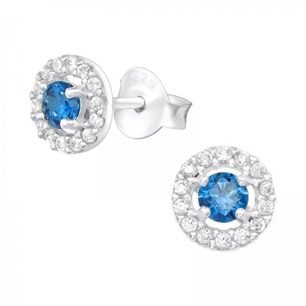 Silver and Blue Ear Studs