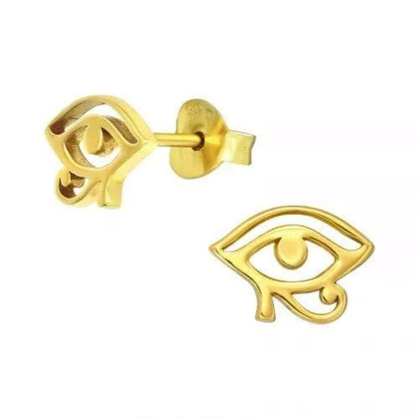 Gold Eye Of Horus Stud Earrings