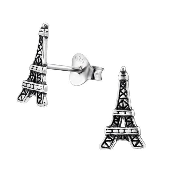 Silver Eiffel Tower Stud Earrings