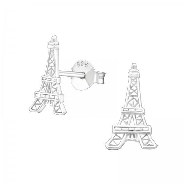 Silver Eiffel Tower Stud Earrings