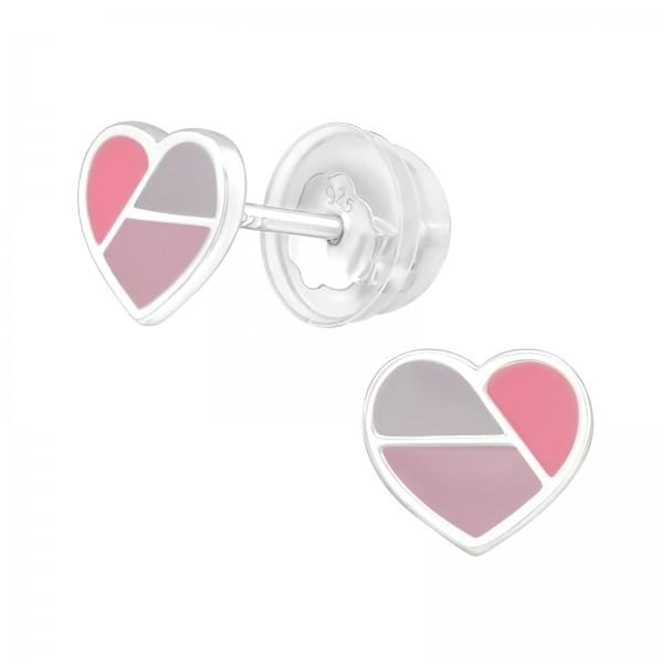 Kids Silver Heart Stud Earrings