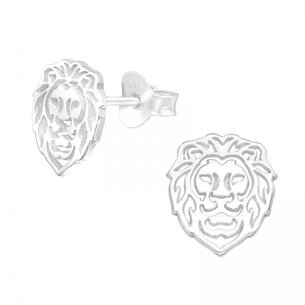 Silver Lion Stud Earrings