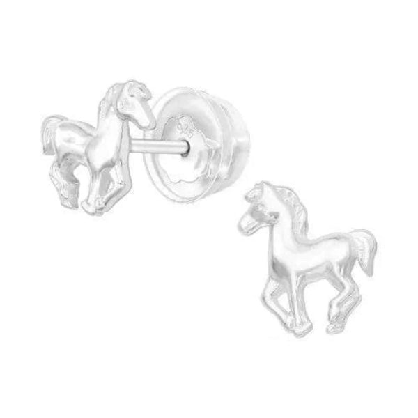 Kids Premium Silver Horse Stud Earrings