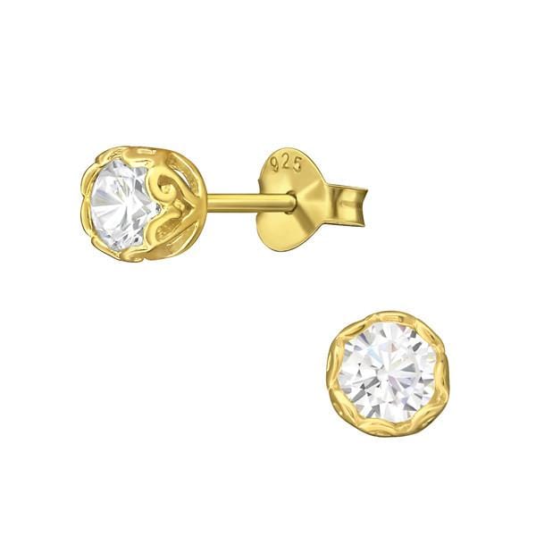 Gold Round 4mm Stud Earrings