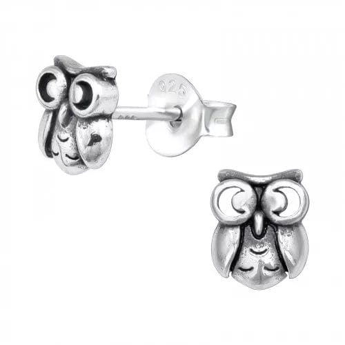 Children's Silver Owl Stud Earrings