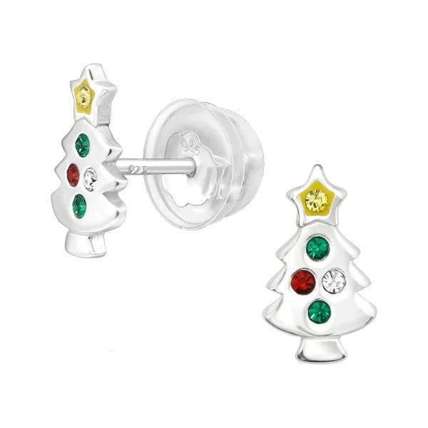  Silver Christmas Tree Earrings for Girls