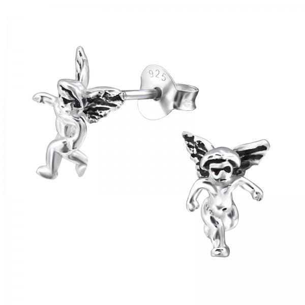 Silver Cupid Stud Earrings