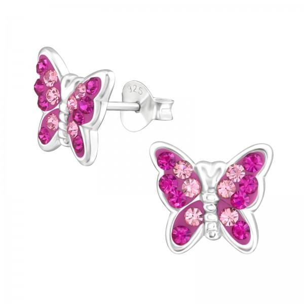 Silver Butterfly  Stud Earrings for Girls