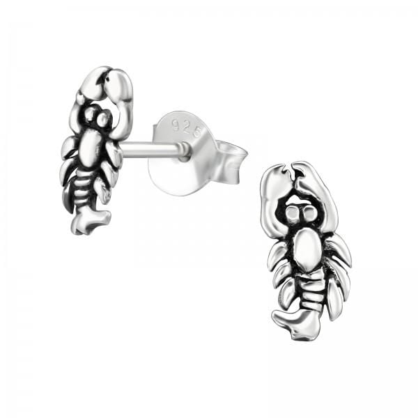 Silver Scorpion Stud Earrings