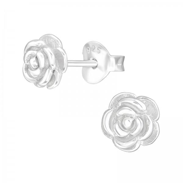 Silver Rose Stud Earrings