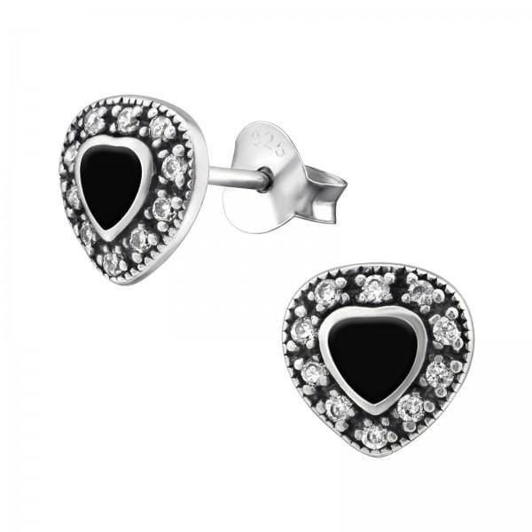 Black Heart Stud Earrings