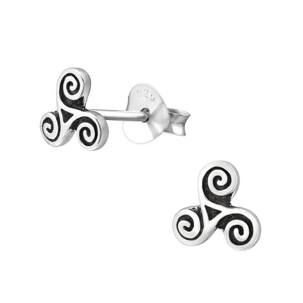 Silver Triskelion Stud Earrings