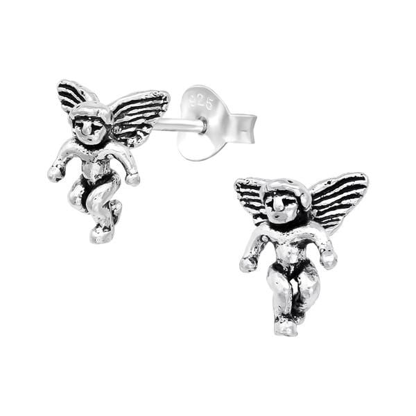 Silver Angel Ear Studs