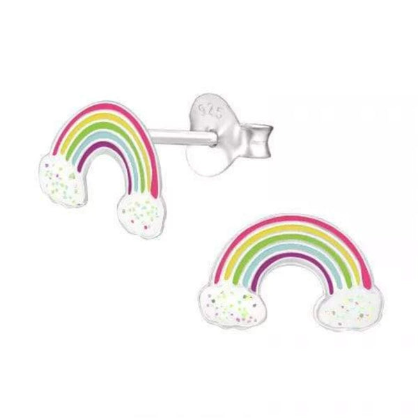 Kids Silver Rainbow Stud Earrings