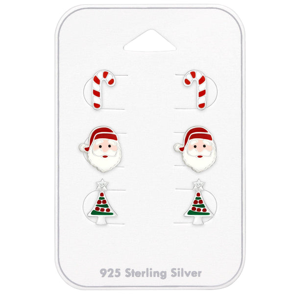 Silver Christmas Earrings Set for Girls