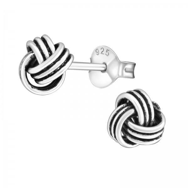 Silver rounded shape Knot Stud Earrings