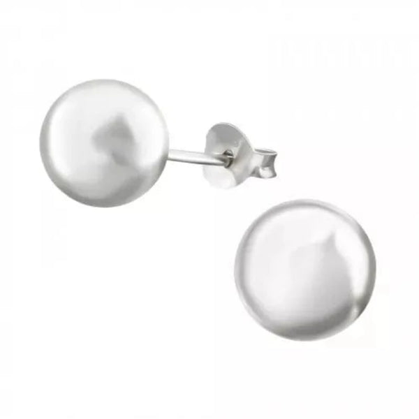 Rhodium Plated Silver Ball Stud Earrings