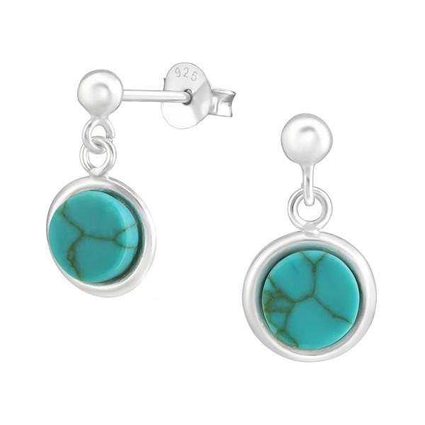 Turquoise Hanging Round Stud Earrings