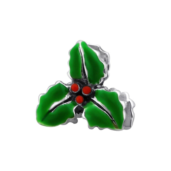 Sterling Silver Holly Leaves Shaped Bead
