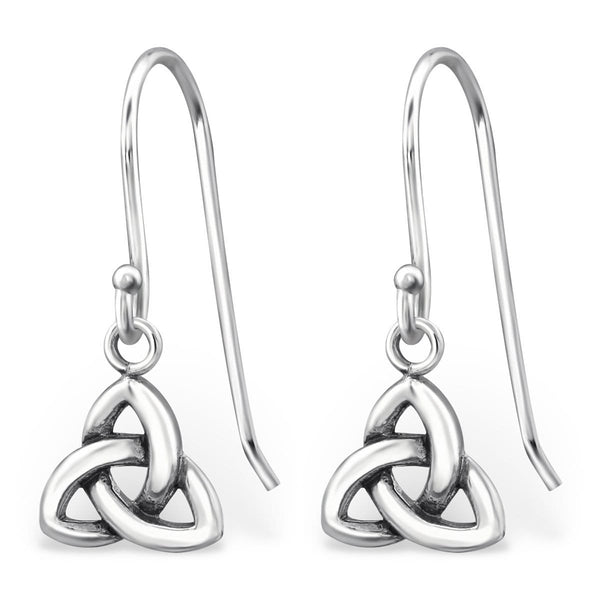 Silver celtic knot dangle earrings