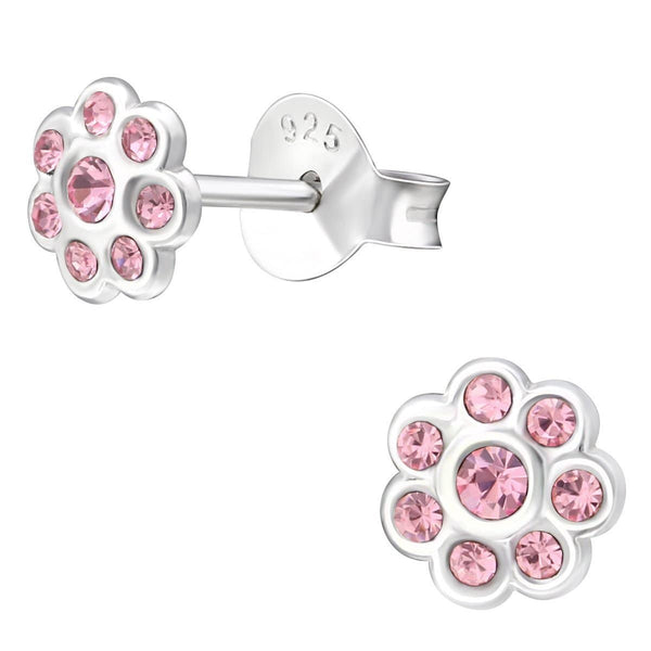 Silver Light Rose Flower Earrings