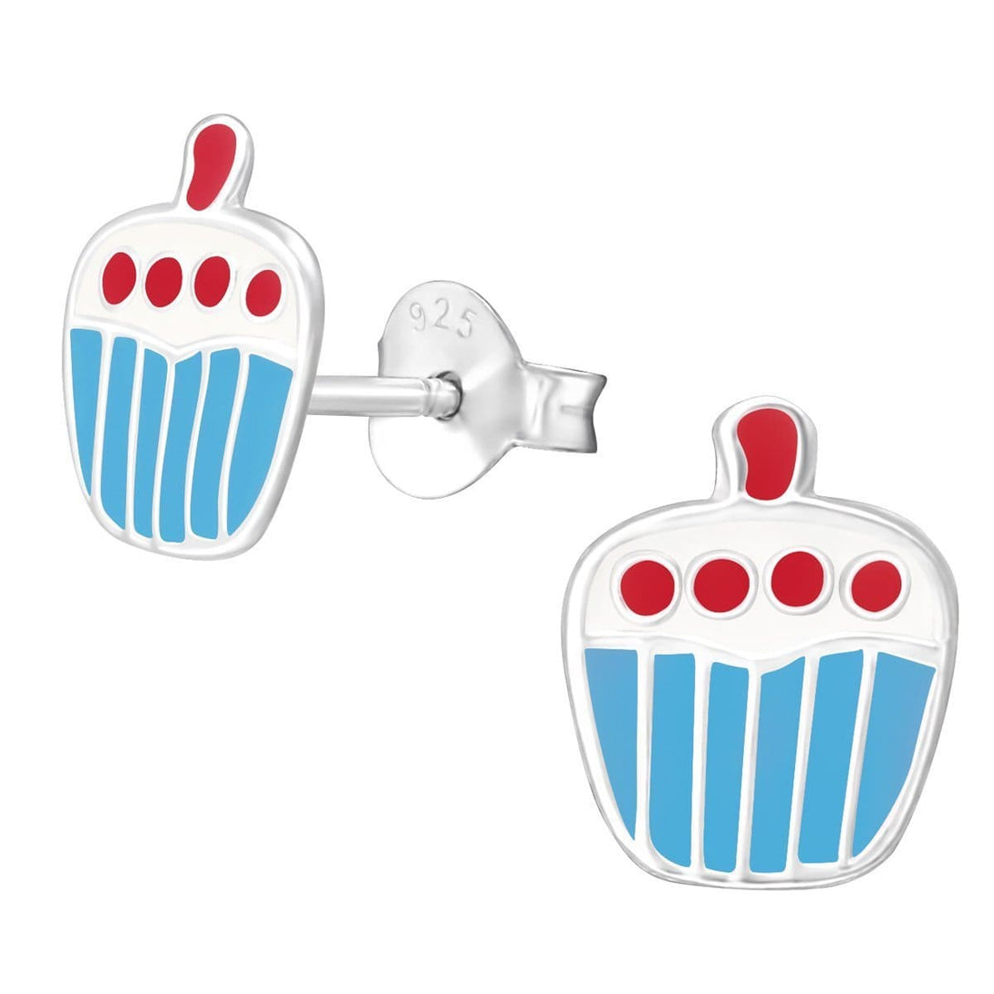 Kids Sterling Silver Cupcake Stud Earrings