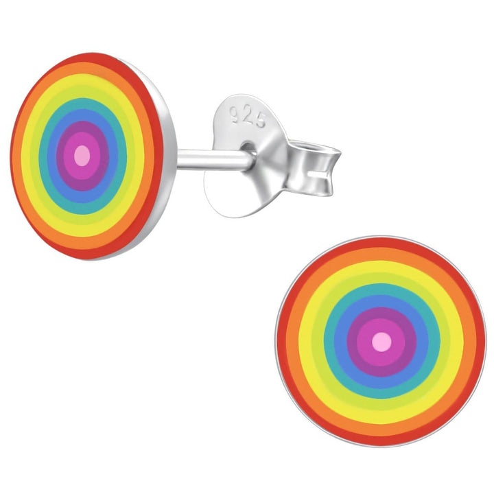 Kids Silver Rainbow Colorful Stud Earrings