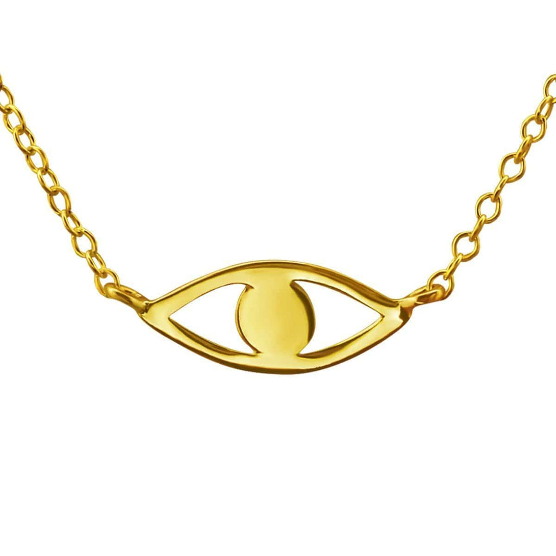 Sterling Silver Gold Plated Eye Inline Necklace