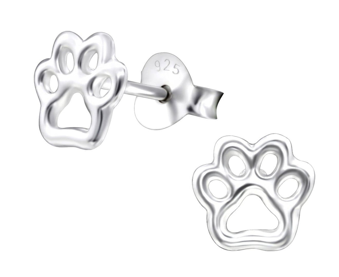 Sterling Silver Paw Print Ear Studs