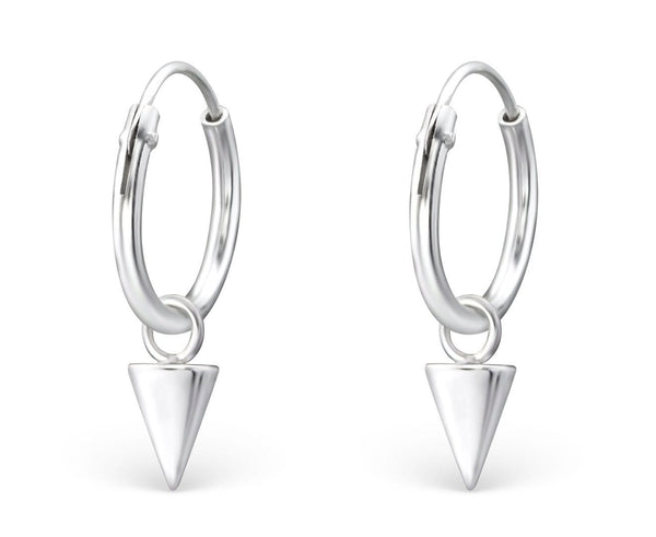 Sterling Silver Hanging Triangle Ear Hoops