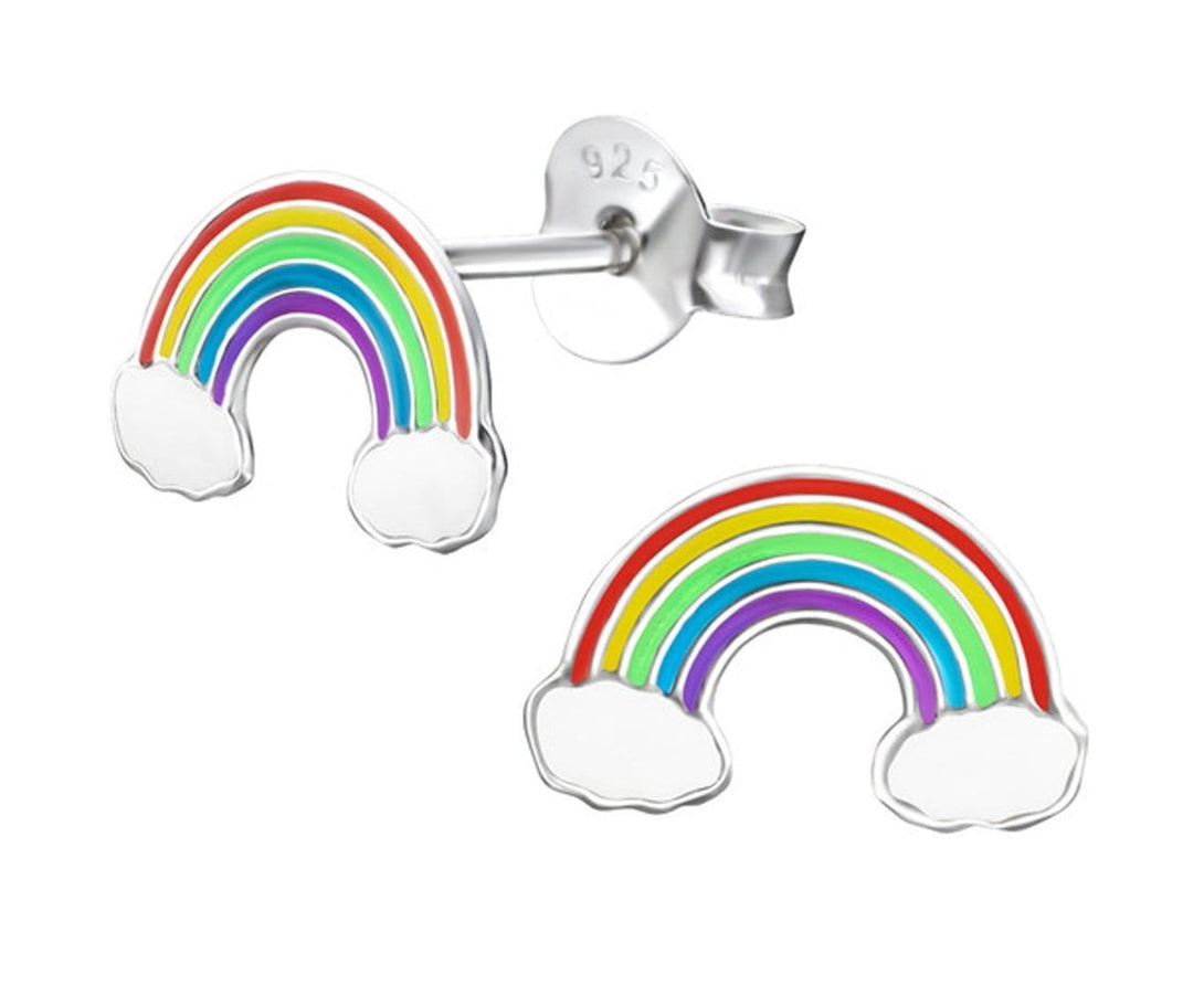 Sterling Silver Rainbow Ear Studs on Card