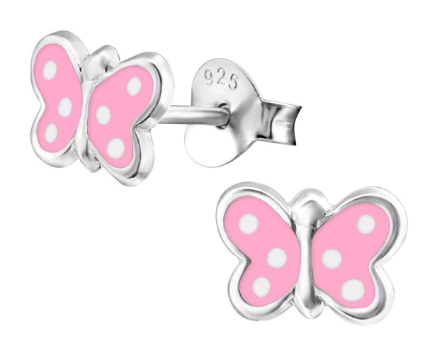 Sterling Silver Butterfly Colorful Ear Studs