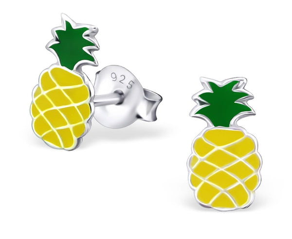 Sterling Silver Pineapple Colorful Ear Studs