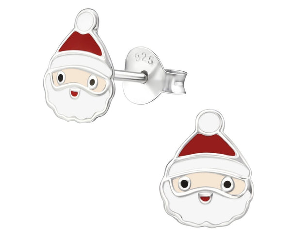 Children's Silver Santa Claus Ear Studs