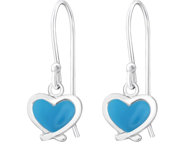 Sterling Silver Blue Heart Earrings