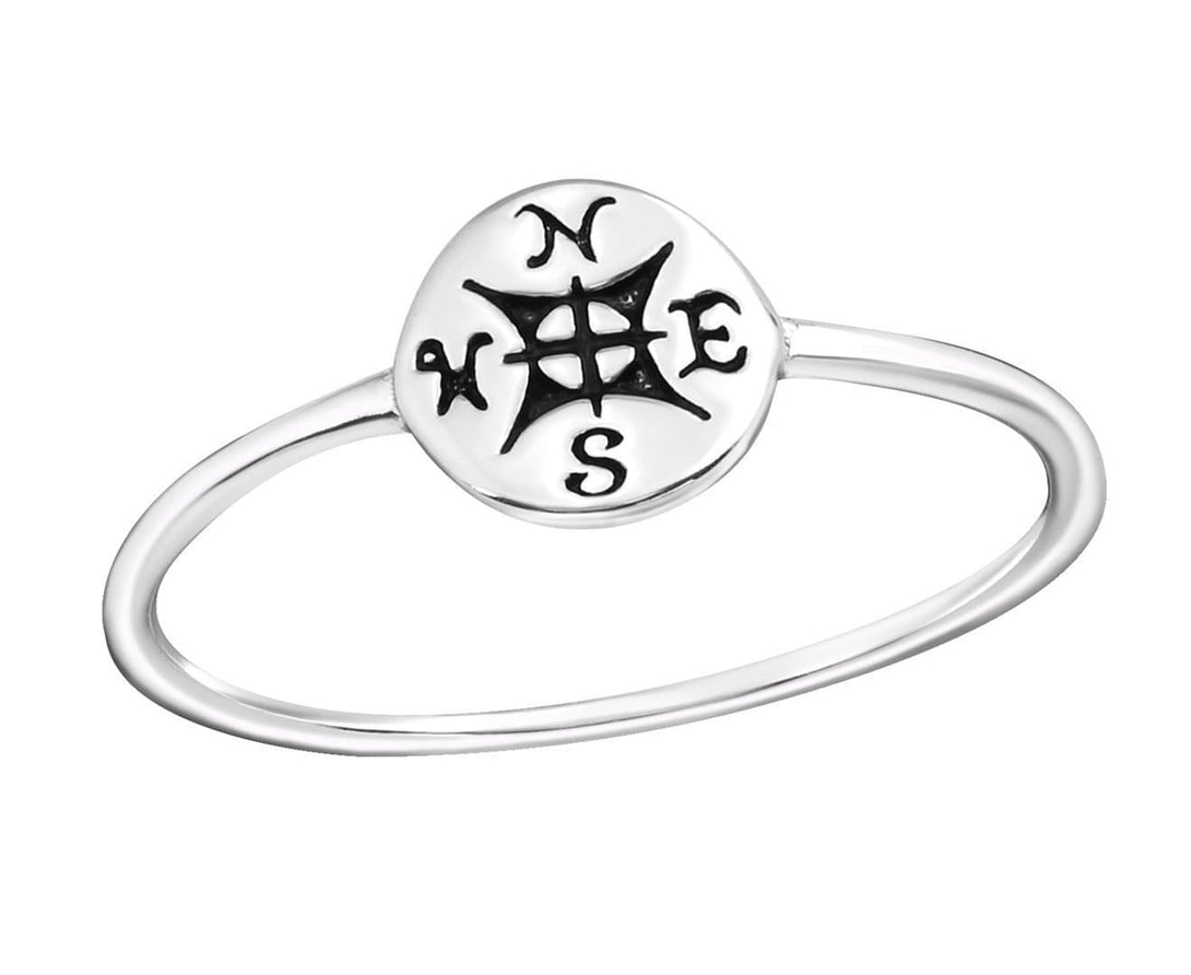 Sterling Silver Plain Compass Ring