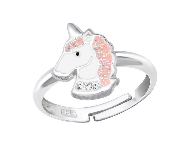 Children's Silver Unicorn Crystal Adjustable Ring