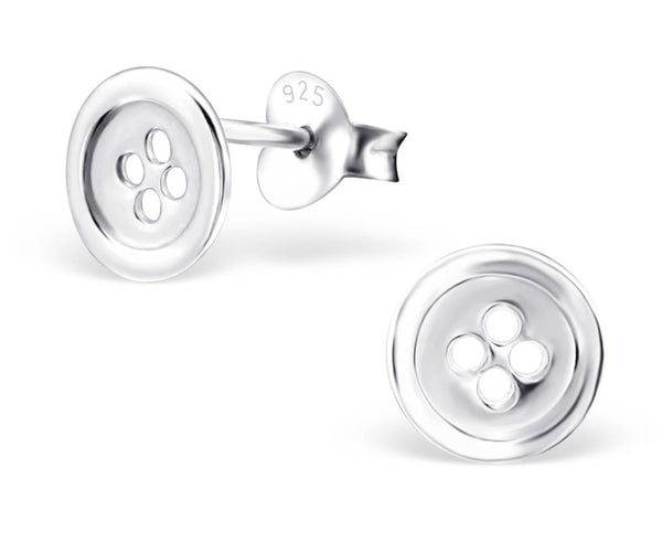 Children's Silver Button Ear Studs