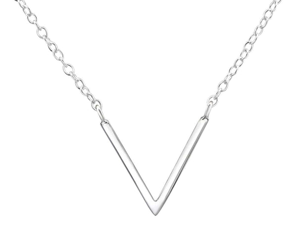 Sterling Silver V Inline Necklace