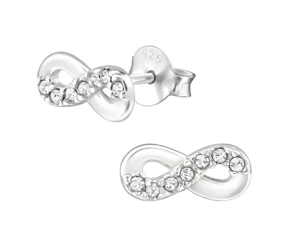 Sterling Silver Infinity Crystal Stud Earrings